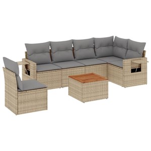 Maison exclusive - salon de jardin avec coussins 7pcs mélange beige résine tress