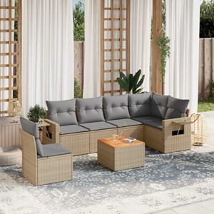 Maison exclusive - salon de jardin avec coussins 7pcs mélange beige résine tress