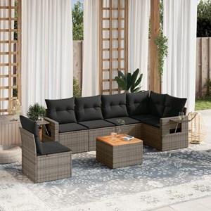 Maison exclusive - salon de jardin avec coussins 7 pcs gris résine tressée