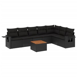Maison exclusive - salon de jardin 8 pcs avec coussins noir résine tressée
