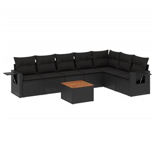 Maison exclusive - salon de jardin 8 pcs avec coussins noir résine tressée