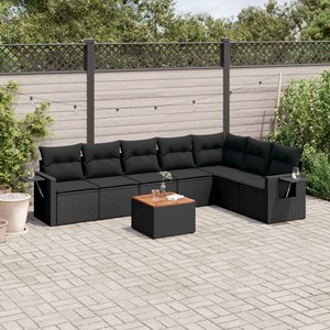 Maison exclusive - salon de jardin 8 pcs avec coussins noir résine tressée