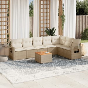 Maison exclusive - salon de jardin avec coussins 8 pcs beige résine tressée