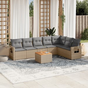 Maison exclusive - salon de jardin avec coussins 8pcs mélange beige résine tress