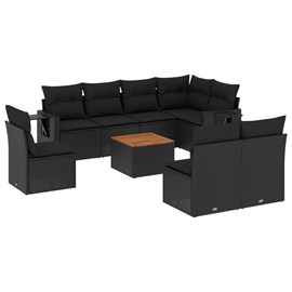 Maison exclusive - salon de jardin 9 pcs avec coussins noir résine tressée