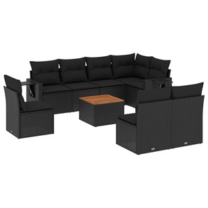 Maison exclusive - salon de jardin 9 pcs avec coussins noir résine tressée