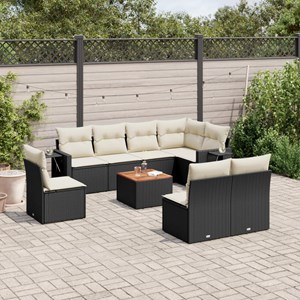 Maison exclusive - salon de jardin 9 pcs avec coussins noir résine tressée
