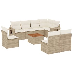 Maison exclusive - salon de jardin avec coussins 9 pcs beige résine tressée
