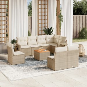 Maison exclusive - salon de jardin avec coussins 9 pcs beige résine tressée