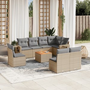 Maison exclusive - salon de jardin avec coussins 9pcs mélange beige résine tress