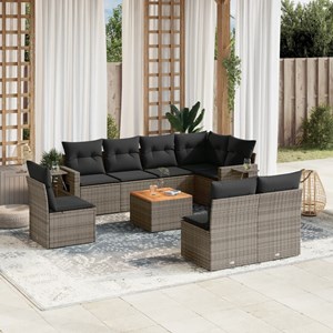 Maison exclusive - salon de jardin 9 pcs avec coussins gris résine tressée
