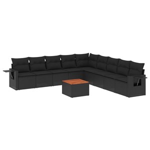 Maison exclusive - salon de jardin 10 pcs avec coussins noir résine tressée