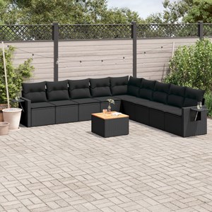 Maison exclusive - salon de jardin 10 pcs avec coussins noir résine tressée