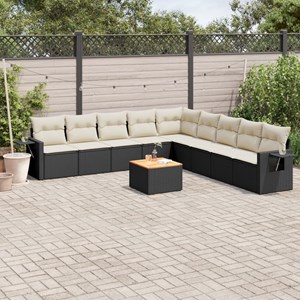 Maison exclusive - salon de jardin 10 pcs avec coussins noir résine tressée