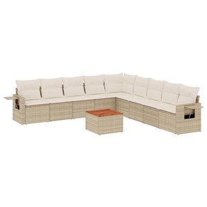 Maison exclusive - salon de jardin avec coussins 10 pcs beige résine tressée