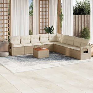 Maison exclusive - salon de jardin avec coussins 10 pcs beige résine tressée