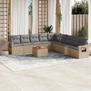 Maison exclusive - salon de jardin et coussins 10 pcs mélange beige résine tress