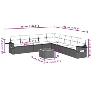 Maison exclusive - salon de jardin avec coussins 10 pcs gris résine tressée