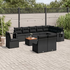 Maison exclusive - salon de jardin 11 pcs avec coussins noir résine tressée