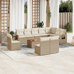 Maison exclusive - salon de jardin 11 pcs avec coussins beige résine tressée