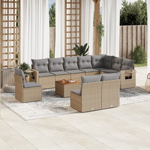 Maison exclusive - salon de jardin et coussins 11 pcs mélange beige résine tress