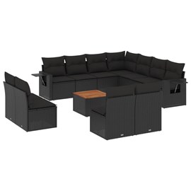 Maison exclusive - salon de jardin 12 pcs avec coussins noir résine tressée