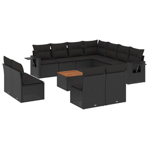 Maison exclusive - salon de jardin 12 pcs avec coussins noir résine tressée