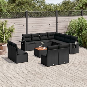 Maison exclusive - salon de jardin 12 pcs avec coussins noir résine tressée
