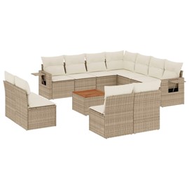Maison exclusive - salon de jardin avec coussins 12 pcs beige résine tressée