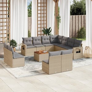 Maison exclusive - salon de jardin et coussins 12 pcs mélange beige résine tress