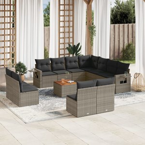 Maison exclusive - salon de jardin avec coussins 12 pcs gris résine tressée