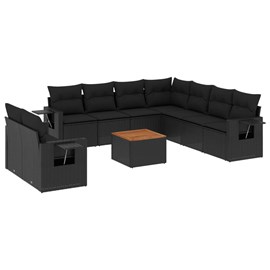 Maison exclusive - salon de jardin 10 pcs avec coussins noir résine tressée