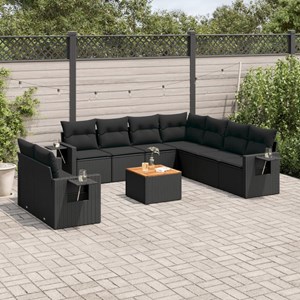 Maison exclusive - salon de jardin 10 pcs avec coussins noir résine tressée
