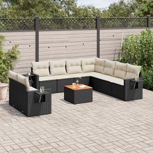 Maison exclusive - salon de jardin 10 pcs avec coussins noir résine tressée