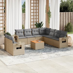 Maison exclusive - salon de jardin et coussins 10 pcs mélange beige résine tress