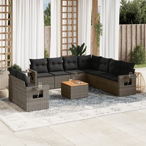 Maison exclusive - salon de jardin avec coussins 10 pcs gris résine tressée