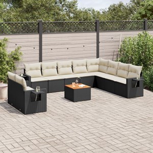 Maison exclusive - salon de jardin 11 pcs avec coussins noir résine tressée