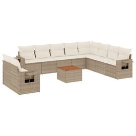 Maison exclusive - salon de jardin 11 pcs avec coussins beige résine tressée