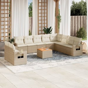 Maison exclusive - salon de jardin 11 pcs avec coussins beige résine tressée