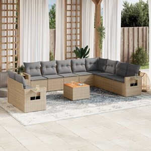 Maison exclusive - salon de jardin et coussins 11 pcs mélange beige résine tress