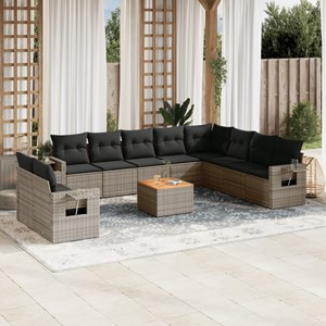 Maison exclusive - salon de jardin 11 pcs avec coussins gris résine tressée