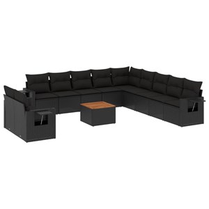 Maison exclusive - salon de jardin 12 pcs avec coussins noir résine tressée