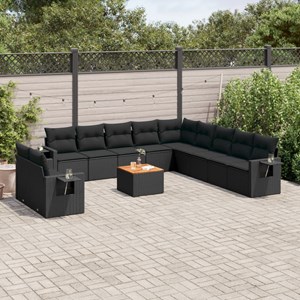 Maison exclusive - salon de jardin 12 pcs avec coussins noir résine tressée