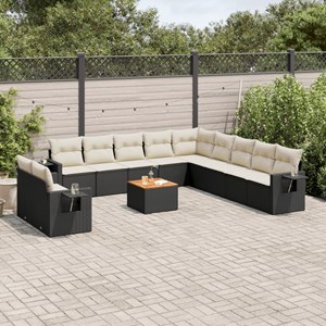 Maison exclusive - salon de jardin 12 pcs avec coussins noir résine tressée