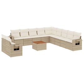 Maison exclusive - salon de jardin avec coussins 12 pcs beige résine tressée