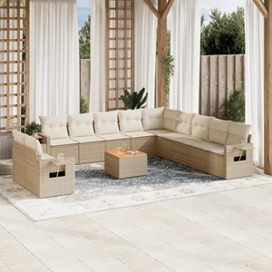 Maison exclusive - salon de jardin avec coussins 12 pcs beige résine tressée