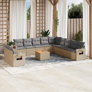 Maison exclusive - salon de jardin et coussins 12 pcs mélange beige résine tress