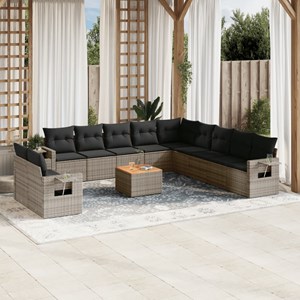 Maison exclusive - salon de jardin avec coussins 12 pcs gris résine tressée