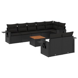 Maison exclusive - salon de jardin 9 pcs avec coussins noir résine tressée
