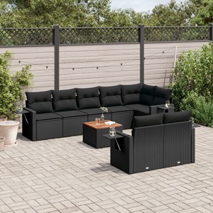 Maison exclusive - salon de jardin 9 pcs avec coussins noir résine tressée